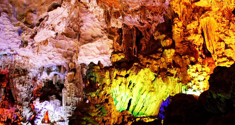 Beautiful caves of Ha Long Bay