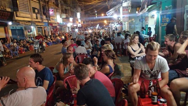 Backpackers streets in Ho Chi Minh City