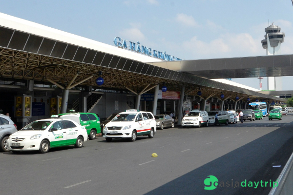 Many taxis park outside terminal