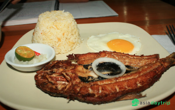 Bangsilog with rice and fried squid